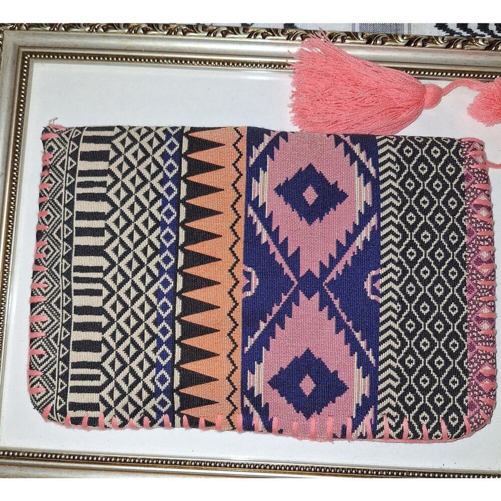 Embroidered Colorful Clutch Purse Boho Western Fun Day Out Beach Lunch Festival - Picture 2 of 4